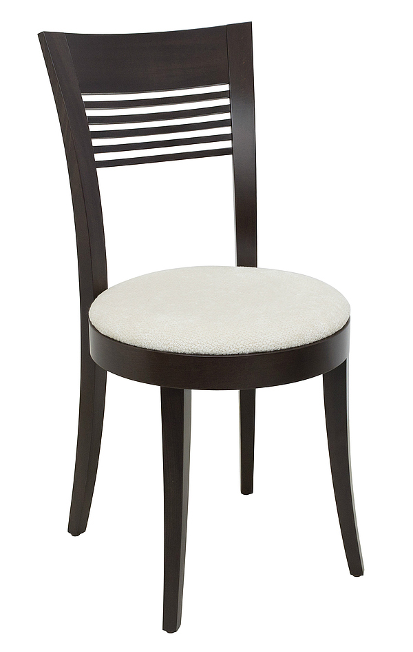Stuhl mit runden Polstersitz fuer Bars, Cafes, Bistros, Eiscafes.