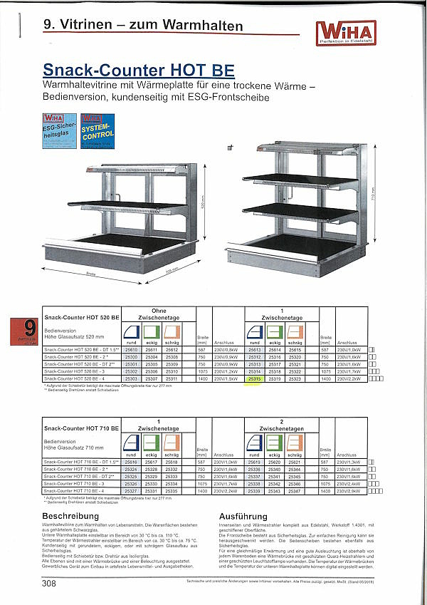 WiHA Snack-Counter HOT 520 - Warmhaltevitrine, neuwertig, Gewerbe