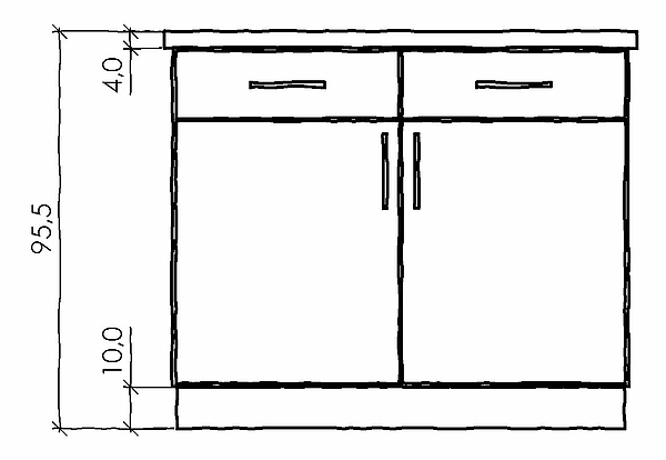 Thekenunterschrank, Thekenzubehör, Schrank mit Drehtüren und Schublade, Unterschrank 