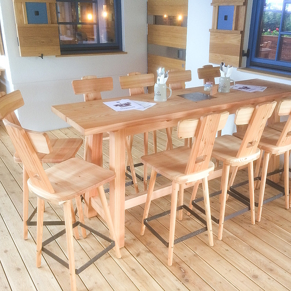 Gastro Stühle, Gastro Tische, Möbel Massivholz, Outdoormöbel, Stehtisch, Barhocker